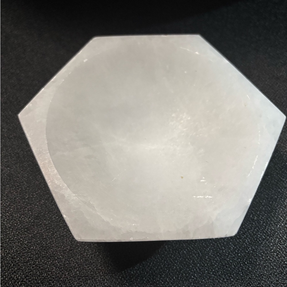Large 5” selenite hexagon charging bowl